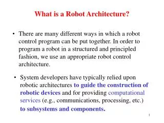 What is a Robot Architecture?