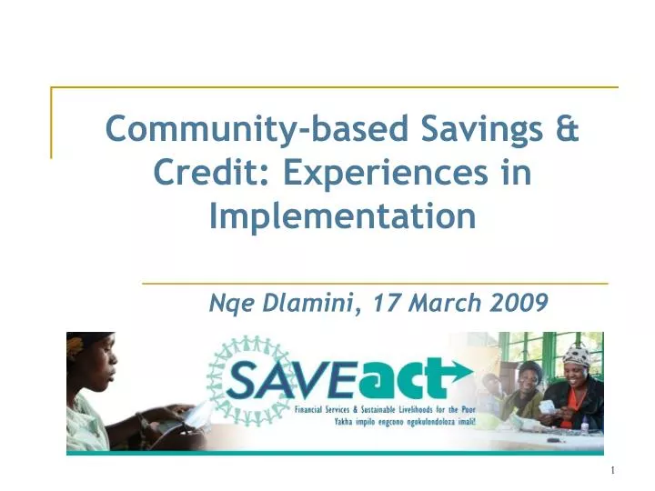 community based savings credit experiences in implementation