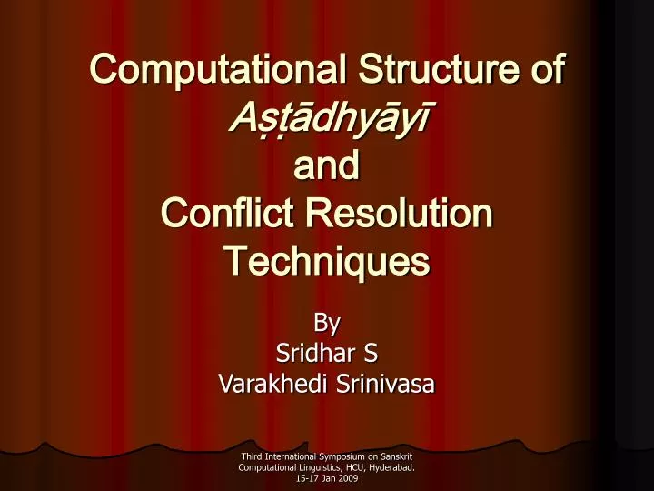 computational structure of a dhy y and conflict resolution techniques