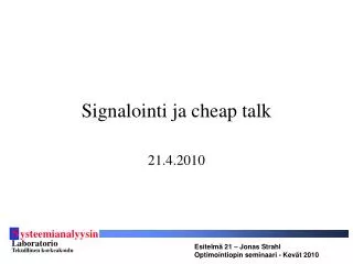 signalointi ja cheap talk