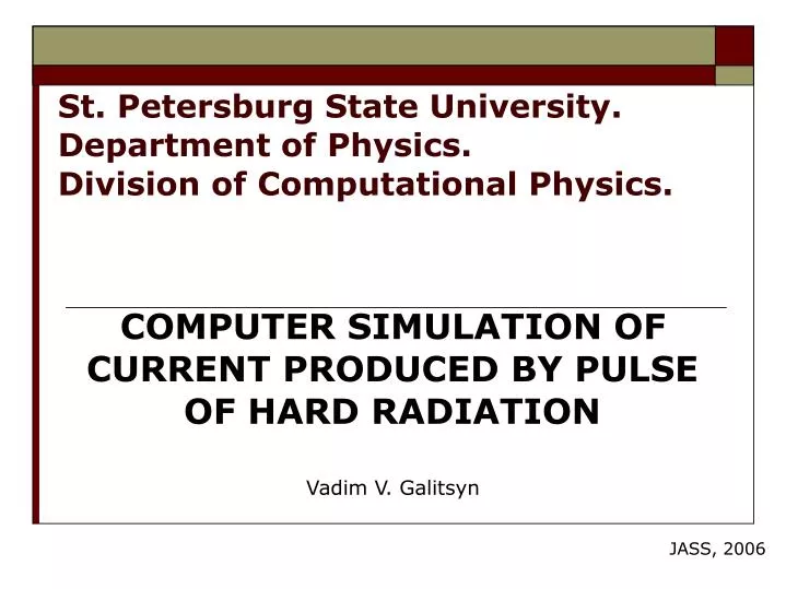 st petersburg state university department of physics division of computational physics
