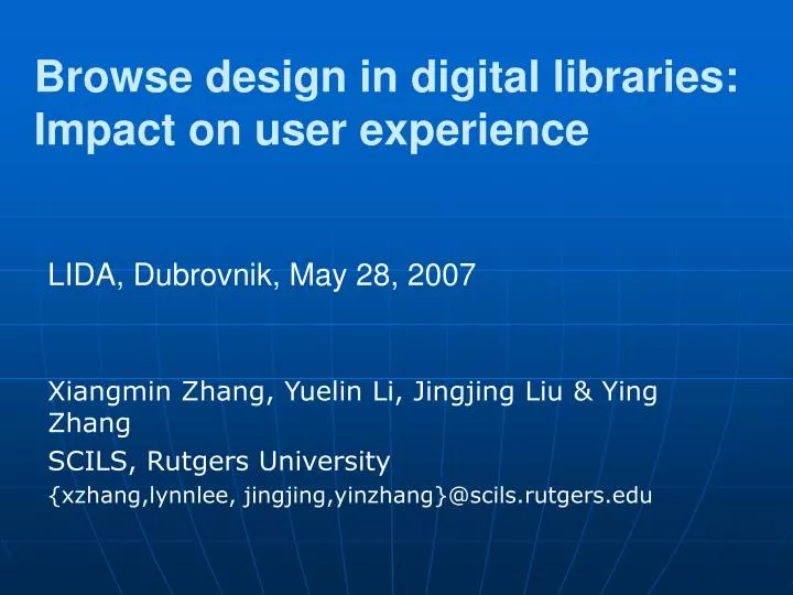 browse design in digital libraries impact on user experience