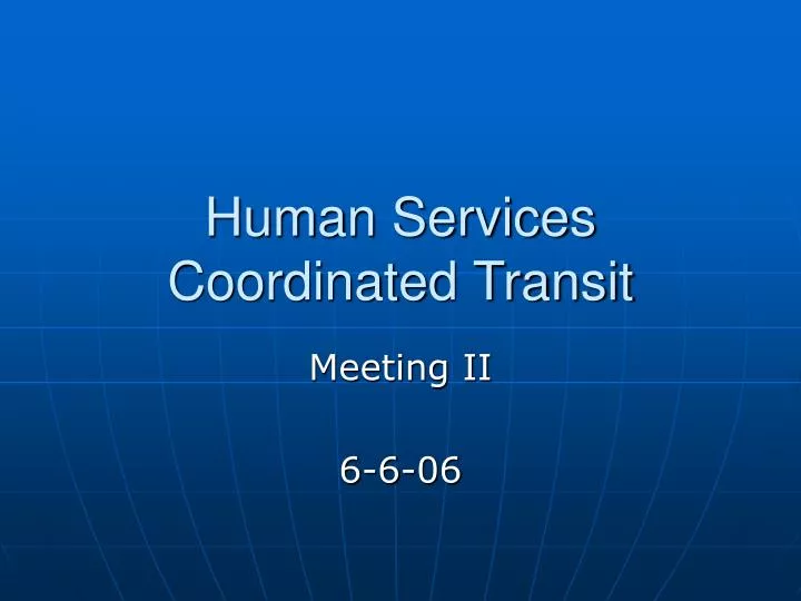 human services coordinated transit