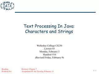 Text Processing In Java: Characters and Strings