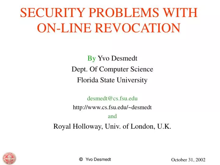 security problems with on line revocation