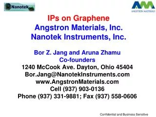 IPs on Graphene Angstron Materials, Inc. Nanotek Instruments, Inc.