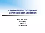 X.509 standard and CA’s operation Certificate path validation - slide 1