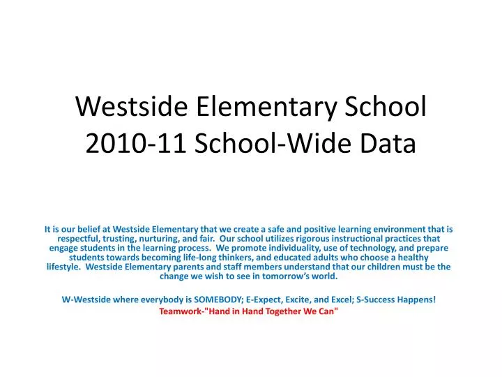 westside elementary school 2010 11 school wide data