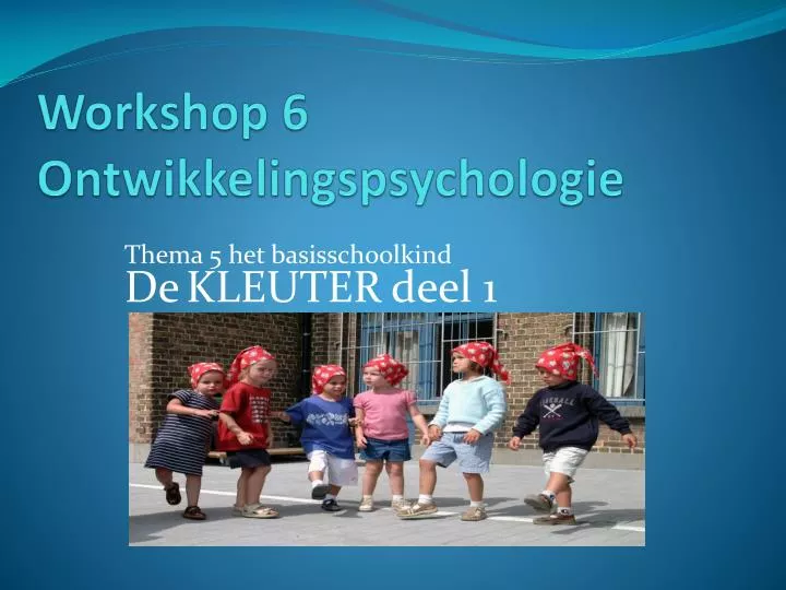 workshop 6 ontwikkelingspsychologie