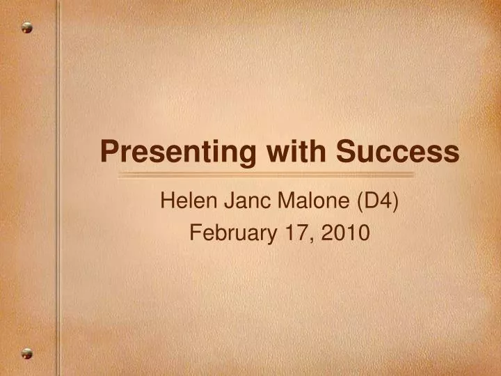 presenting with success