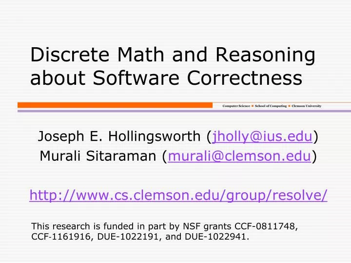 discrete math and reasoning about software correctness