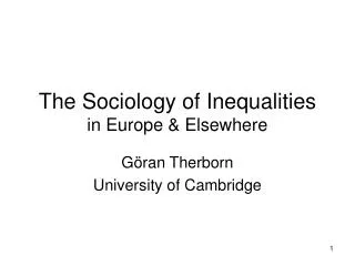 The Sociology of Inequalities in Europe &amp; Elsewhere