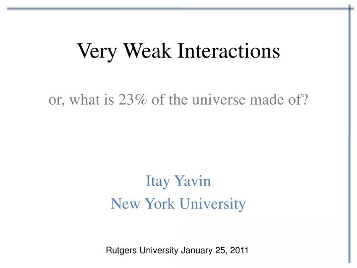 very weak interactions or what is 23 of the universe made of