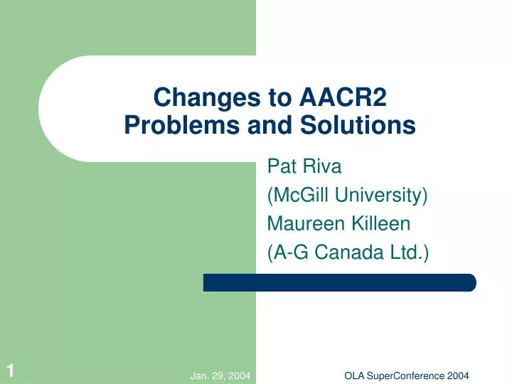changes to aacr2 problems and solutions