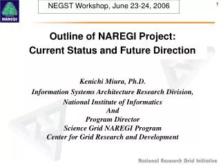 NEGST Workshop, June 23-24, 2006