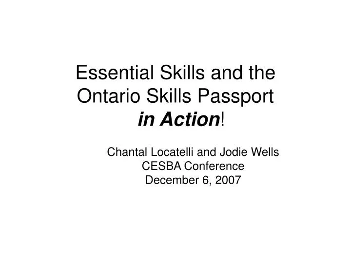 essential skills and the ontario skills passport in action