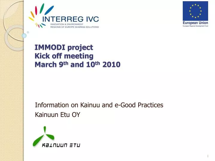 immodi project kick off meeting march 9 th and 10 th 2010