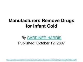 Manufacturers Remove Drugs for Infant Cold
