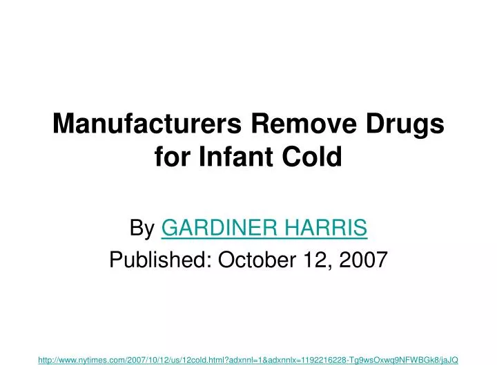 manufacturers remove drugs for infant cold