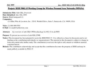 Project: IEEE P802.15 Working Group for Wireless Personal Area Networks (WPANs)