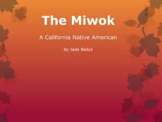 The Miwok A California Native American by Jada Bailys