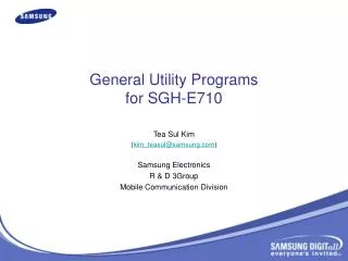 General Utility Programs for SGH-E710