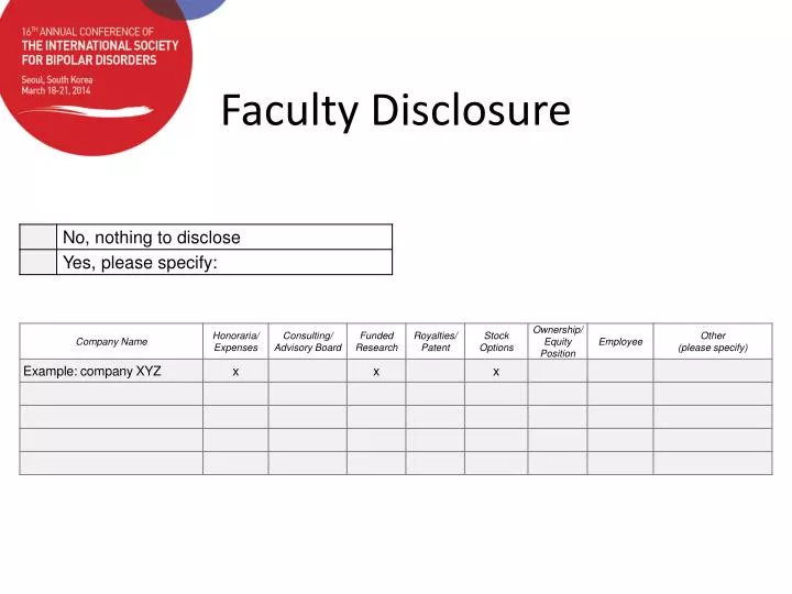 faculty disclosure