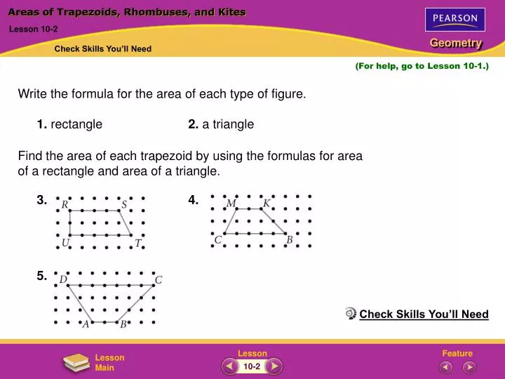 areas of trapezoids rhombuses and kites