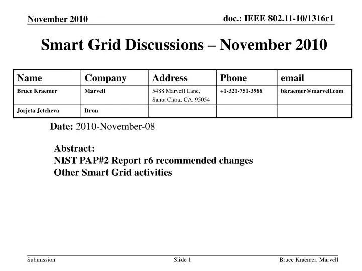 smart grid discussions november 2010