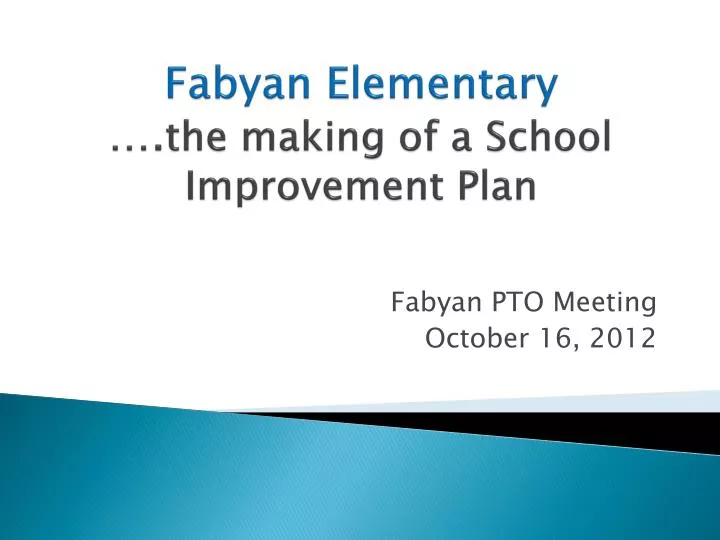 fabyan elementary the making of a school improvement plan