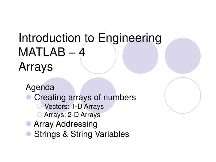 introduction to engineering matlab 4 arrays