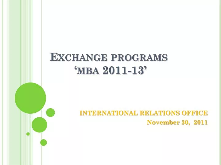 exchange programs mba 2011 13