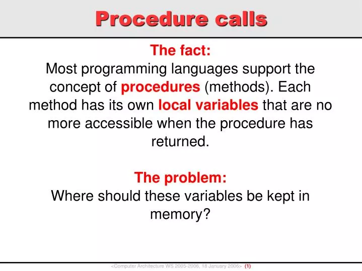 procedure calls