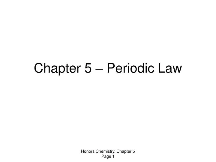 chapter 5 periodic law