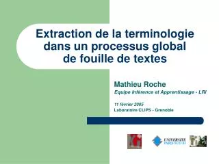 extraction de la terminologie dans un processus global de fouille de textes