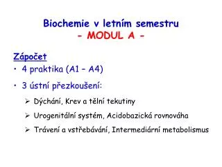 biochemie v letn m semestru modul a