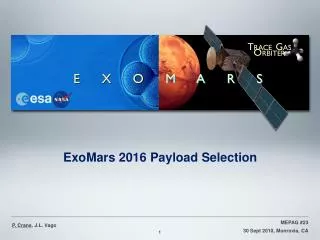 ExoMars 2016 Payload Selection