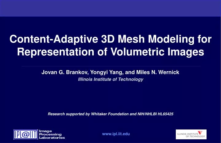 content adaptive 3d mesh modeling for representation of volumetric images