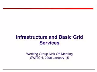 Infrastructure and Basic Grid Services
