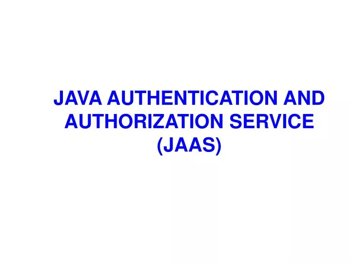 java authentication and authorization service jaas