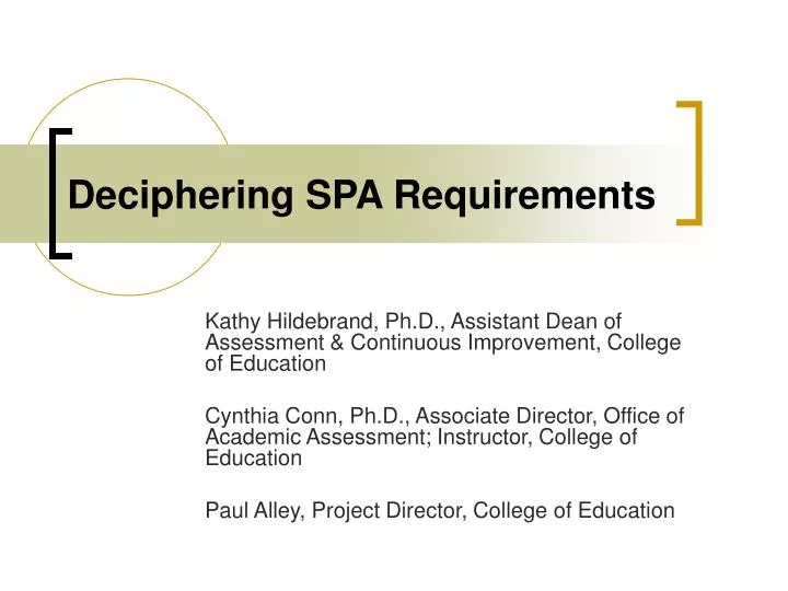 deciphering spa requirements