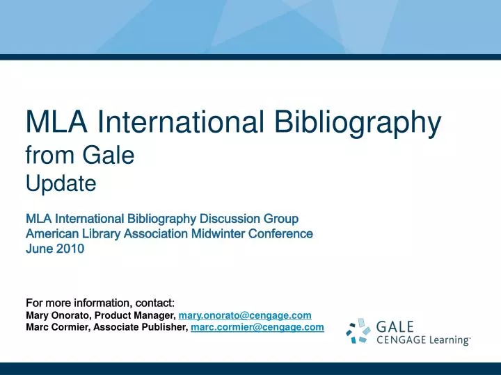 mla international bibliography from gale update