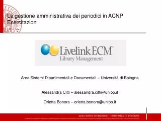 La gestione amministrativa dei periodici in ACNP Esercitazioni