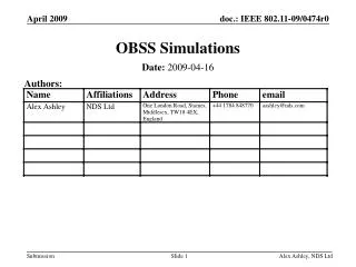 OBSS Simulations