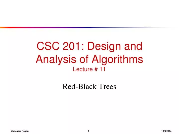 csc 201 design and analysis of algorithms lecture 11