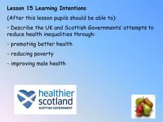 Lesson 15 Learning Intentions (After this lesson pupils should be able to):