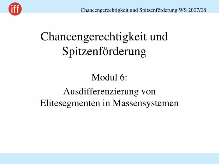 chancengerechtigkeit und spitzenf rderung