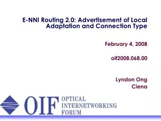 E-NNI Routing 2.0: Advertisement of Local Adaptation and Connection Type