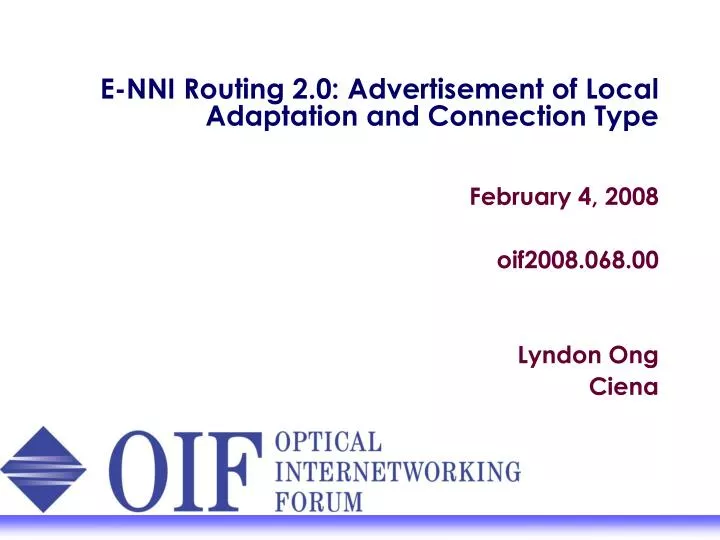 e nni routing 2 0 advertisement of local adaptation and connection type