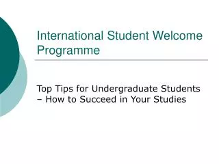 International Student Welcome Programme